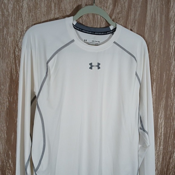 Under Armour Compression Shirt HeatGear Men's Large White Logo Base Layer LS - Picture 5 of 10